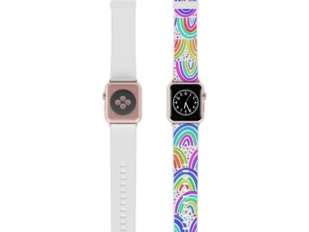 White Background Rainbow Watch Band for Apple Watch Online Hot Sale