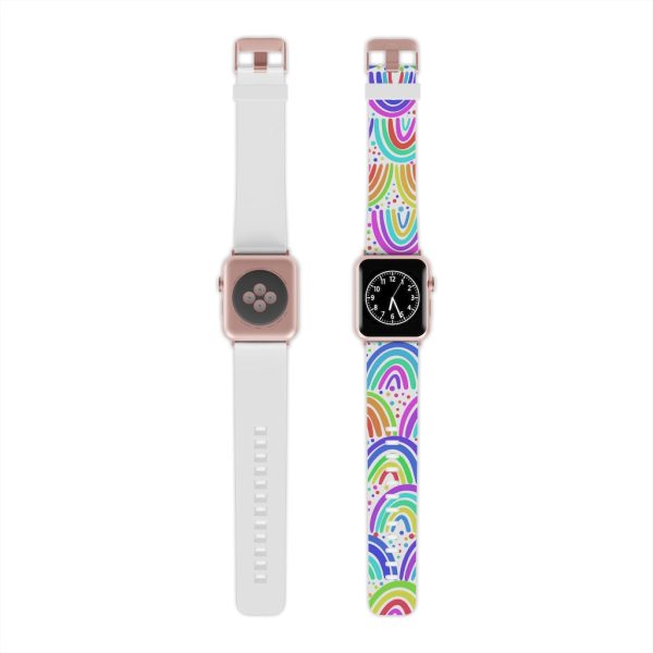 White Background Rainbow Watch Band for Apple Watch Online Hot Sale