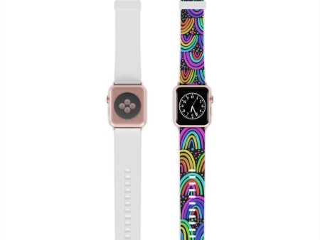 Black Background Rainbow Watch Band for Apple Watch For Cheap