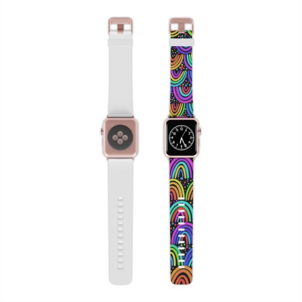 Black Background Rainbow Watch Band for Apple Watch For Cheap