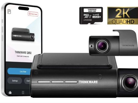 THINKWARE™ Q850 Front & Rear 2-Channel 2K Dash Cam With 64GB Memory Card Sale